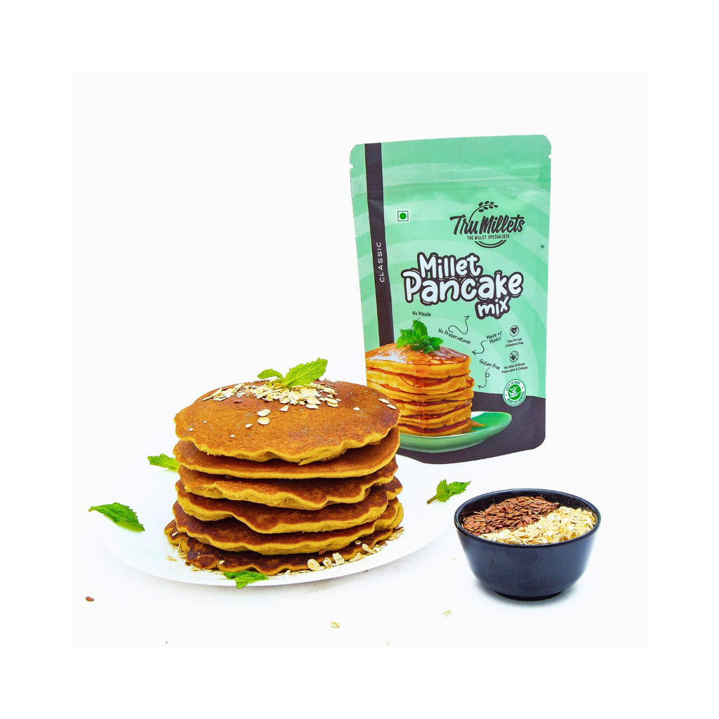 tru_millets_pancake_comb_classic_pancake_mix_pack_of_8_600g_pack_front_plated_pancakes