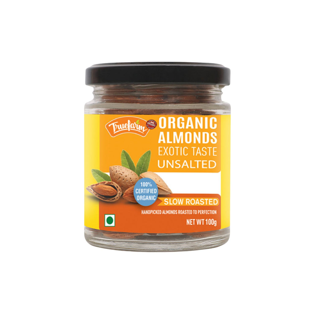 truefarm_organic_almonds_roasted_100g_jar_front