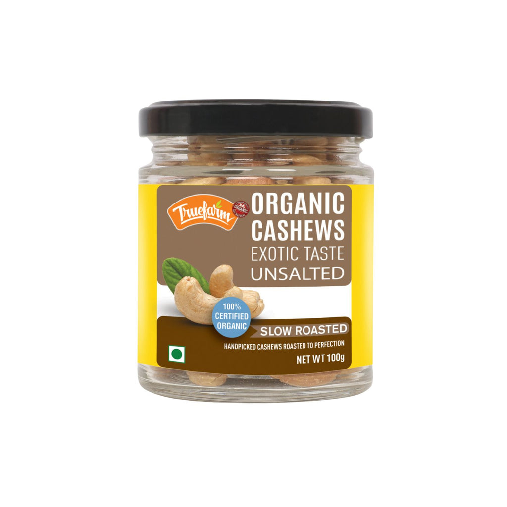 truefarm_organic_cashews_roasted_100g_jar_front