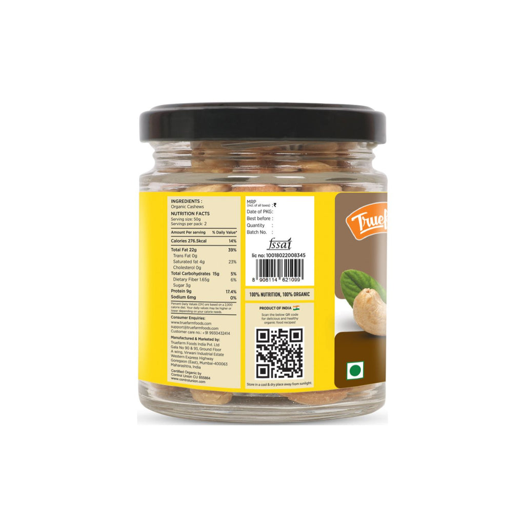 truefarm_organic_cashews_roasted_100g_jar_nutrition